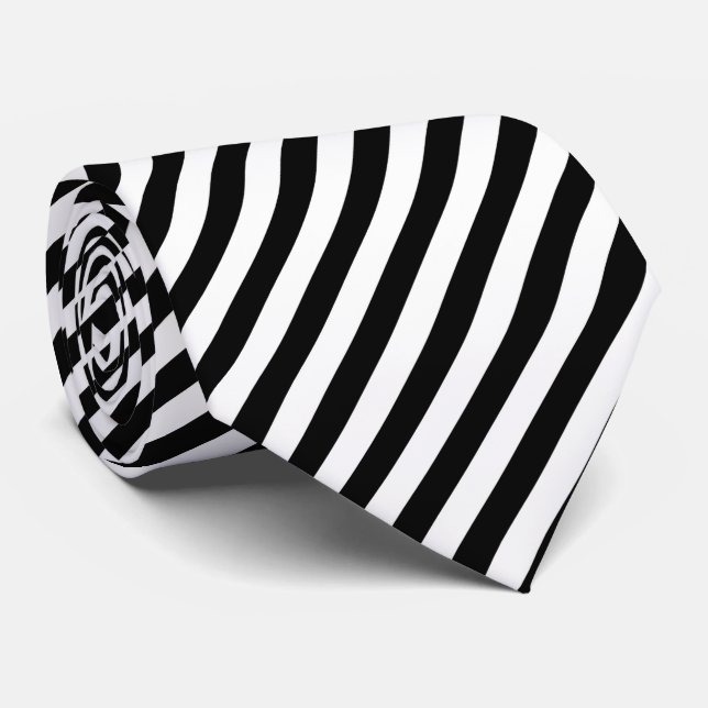 Cravate Motif de carrelage cool rayé noir blanc (Roulé)