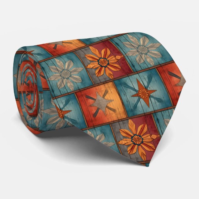 Cravate Motif de carrelage de style Western rétro (Roulé)