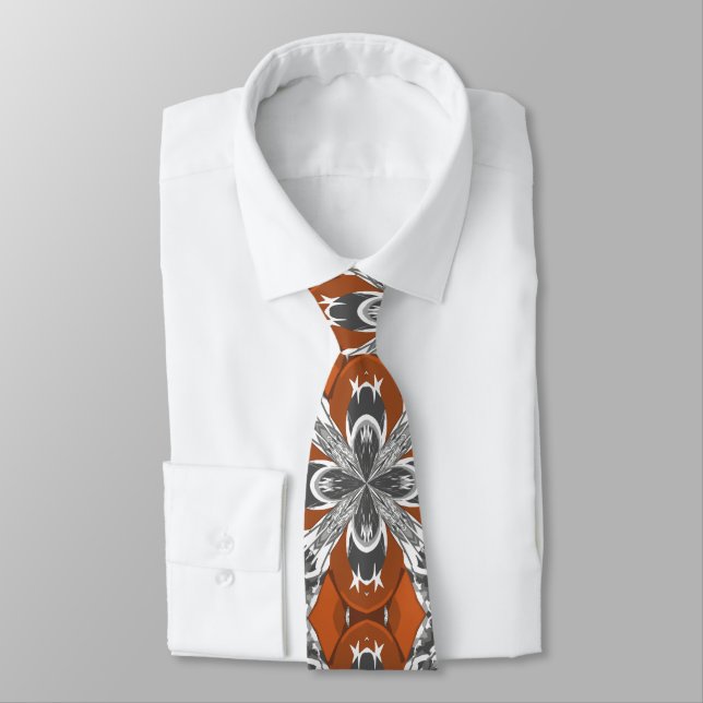 Cravate Motif de carrelage répétitif orange gris et blanc (Attaché)