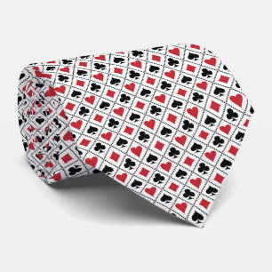 Cravate Motif de carte à jouer pique, carreau, cœur & trèf