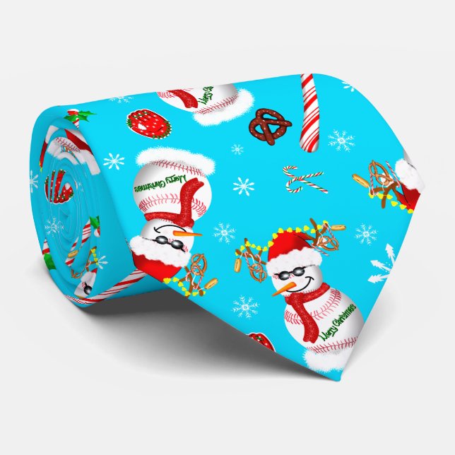 Cravate Motif de célébration de Noël Bonhomme de neige de  (Roulé)