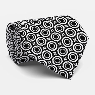 Cravate Motif de cercles zigzag noir blanc mignon