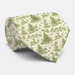 Cravate Motif de cerf de toile de Noël vert vintage