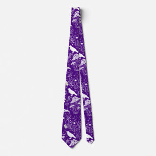Cravate Motif de champignon psychédélique 2D.BW.b D violet