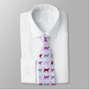 Cravate Motif de chat de marche violet