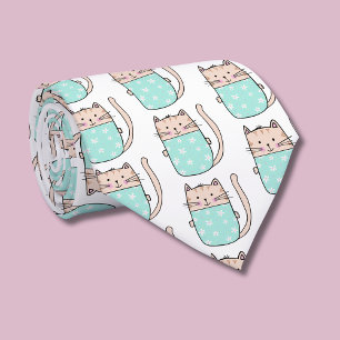 Cravate Motif de chat floral mignon
