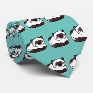 Cravate motif de chat siamese