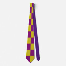 Cravate Motif de chèques violet et jaune