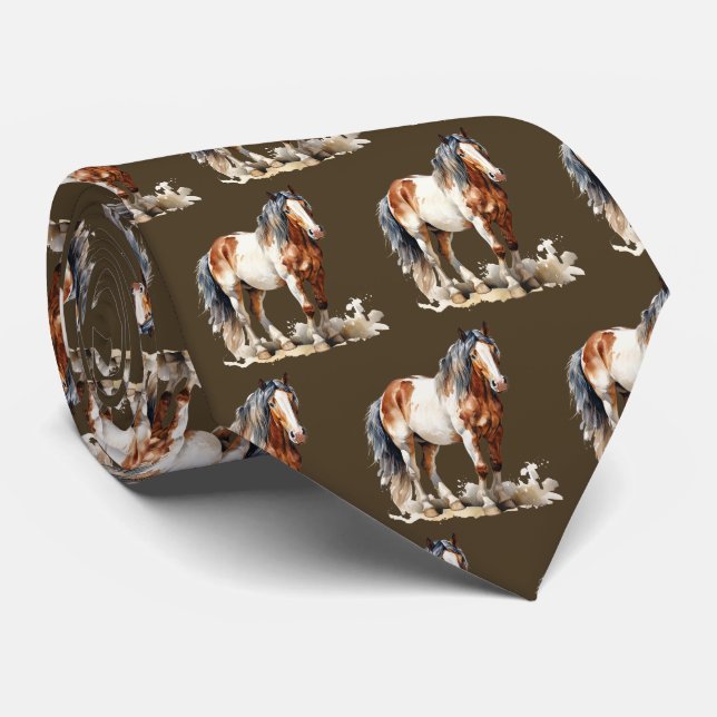 Cravate Motif de cheval en carrelage cool  (Roulé)