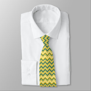 Cravate Motif de chevron vert et jaune