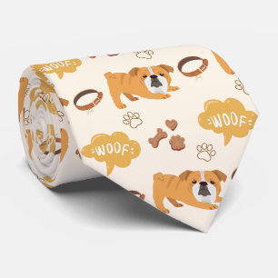Cravate Motif de chien mignon et amusant (Bulldog)