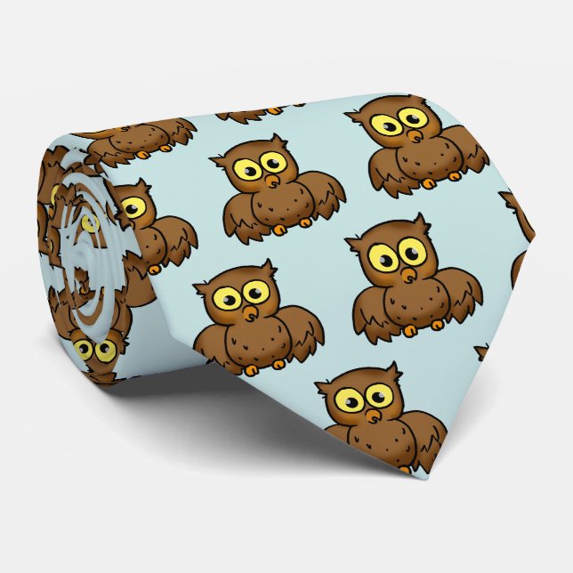 Cravate Motif de chouette de dessin animé mignon (Roulé)