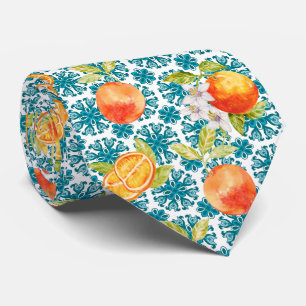 Cravate Motif de citron agrumes méditerranéen