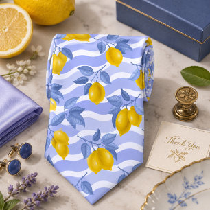 Cravate Motif de citron agrumes méditerranéen