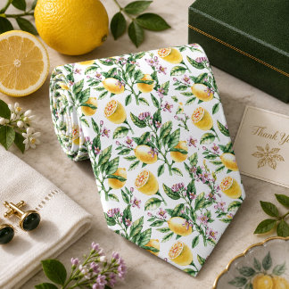 Cravate Motif de citron agrumes méditerranéen