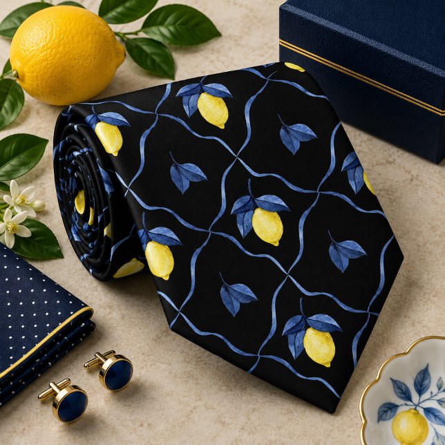 Cravate Motif de citron agrumes méditerranéen (Créateur téléchargé)