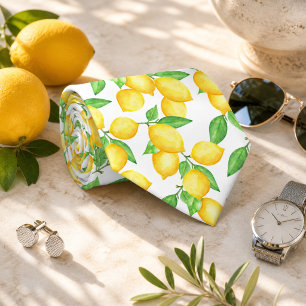 Cravate Motif de citron agrumes méditerranéen