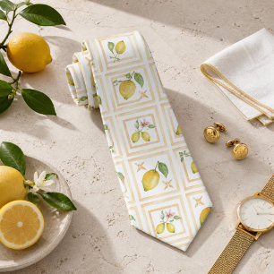 Cravate Motif de citron agrumes méditerranéen