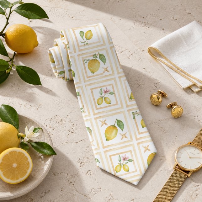 Cravate Motif de citron agrumes méditerranéen (Créateur téléchargé)