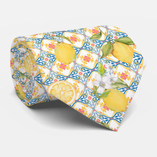 Cravate Motif de citron agrumes méditerranéen