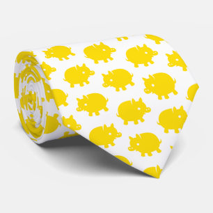 Cravate Motif de Cochon Jaune Clair
