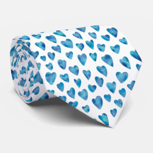 Cravate Motif de coeur de couleur bleue
