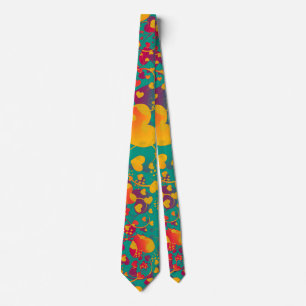 Cravate Motif de cœur drôle IX - vert rouge jaune