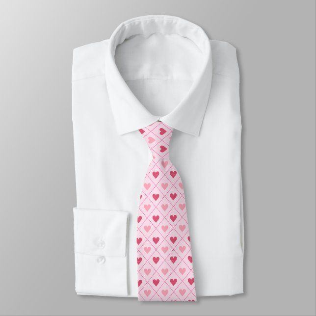 Cravate Motif de coeur rose pour hommes (Attaché)