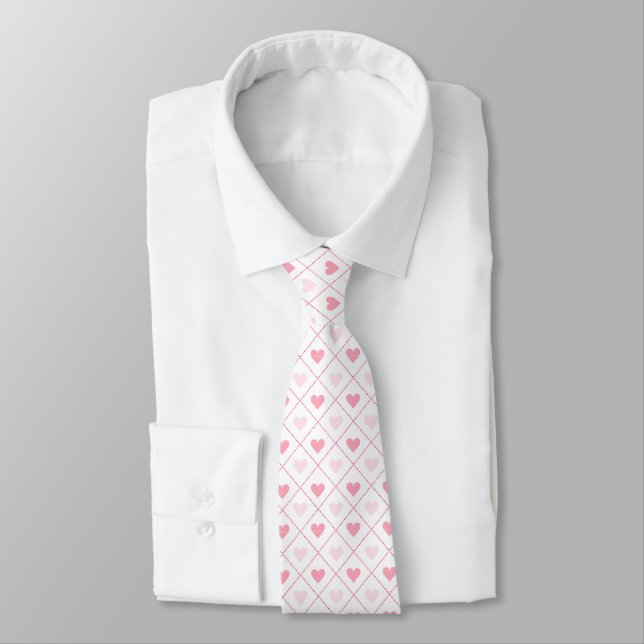 Cravate Motif de coeur rose pour hommes (Attaché)
