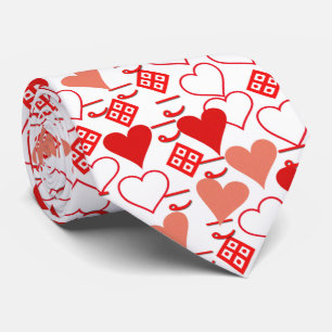 Cravate Motif de coeur rose, rouge et blanc Valentine
