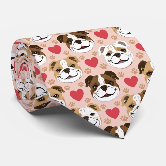 Cravate Motif de coeurs de la Saint-Valentin pour Bouledog (Roulé)
