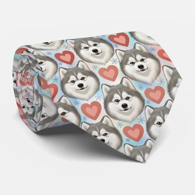 Cravate Motif de coeurs de la Saint-Valentin pour Malamute (Roulé)