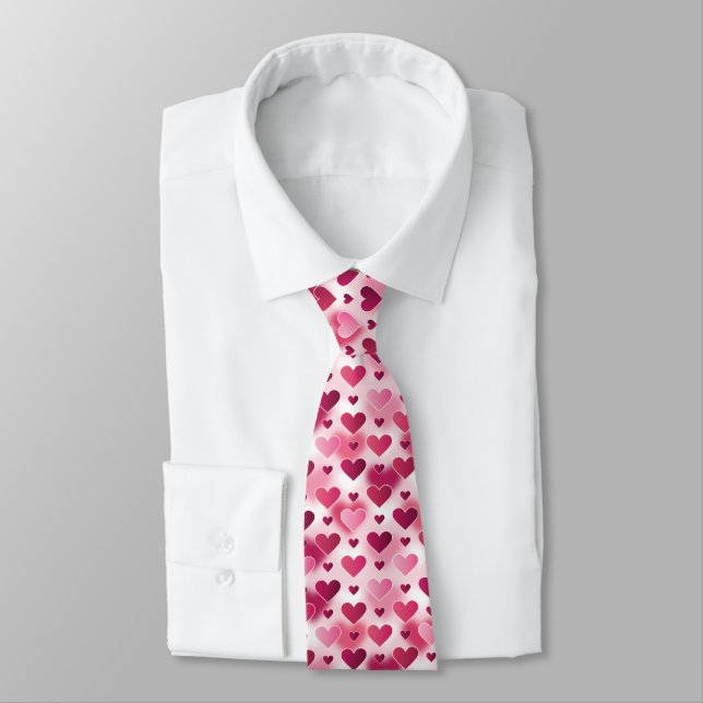 Cravate Motif de coeurs roses romantiques pour la Saint-Va (Attaché)