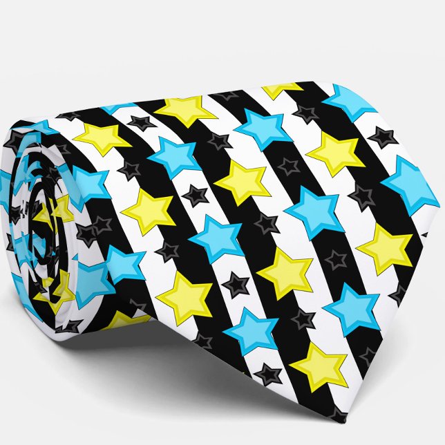 Cravate Motif de conception à rayures bleues jaunes étoile (Créateur téléchargé)