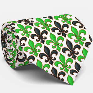 Cravate Motif de conception de fleur de lis baroque noir v