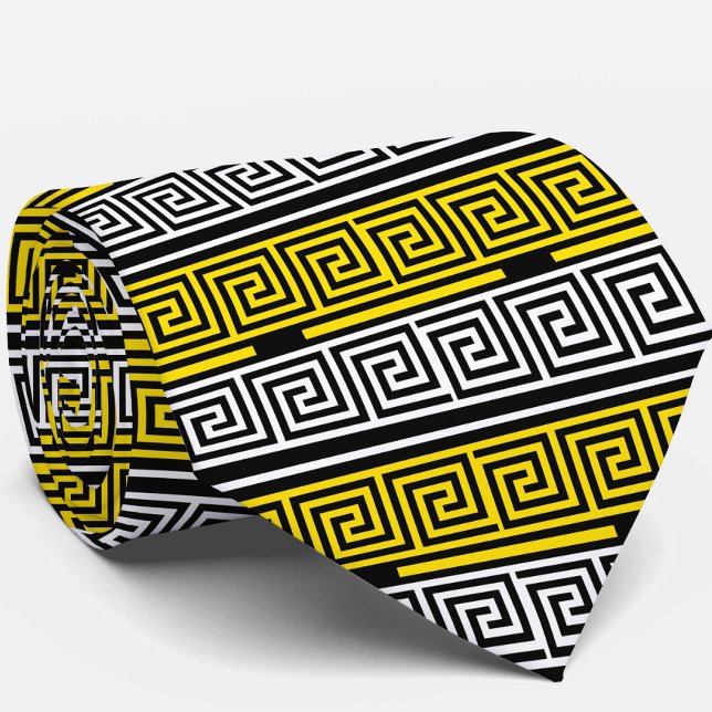 Cravate Motif de conception de frise à clé grecque jaune b (Créateur téléchargé)