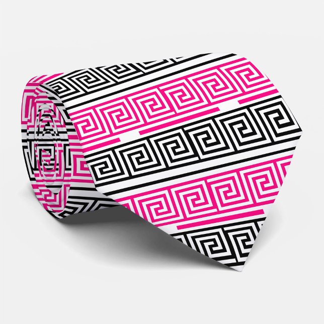 Cravate Motif de conception de touche à clé grecque rose n (Créateur téléchargé)