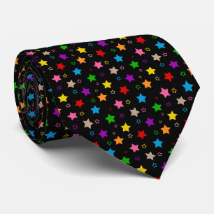 Cravate Motif de conception d'étoiles colorées noir