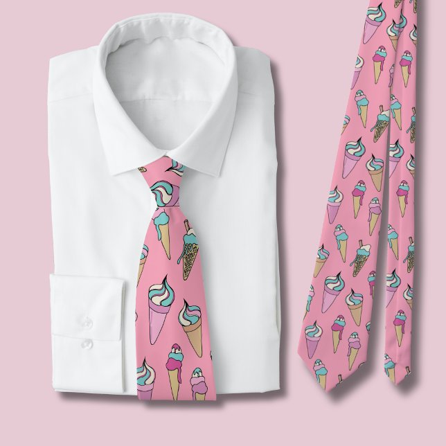 Cravate Motif de cône de glace rose (Pink Ice cream cone tie )