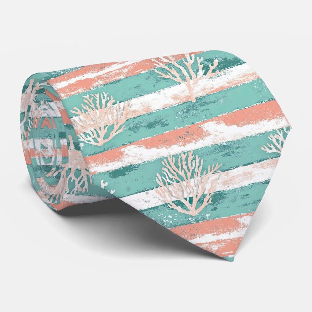 Cravate Motif de corail côtier d'été (Roulé)