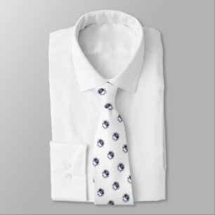 Cravate Motif de coronavirus gris masqué sur fond blanc