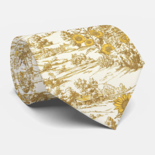 Cravate Motif de cottage d'été au tournesol doré
