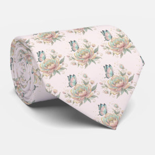 Cravate Motif de couleurs pastel de rose et papillon magiq