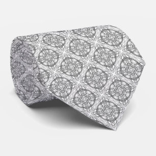 Cravate Motif de courbes et de lignes abstraites noires su