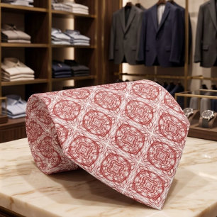 Cravate Motif de courbes et de lignes rouges foncées abstr