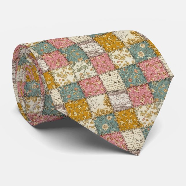 Cravate Motif de courtepointe rose Shabby Chic (Roulé)