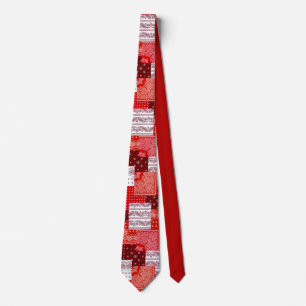 Cravate Motif de couture patchwork bandana rouge