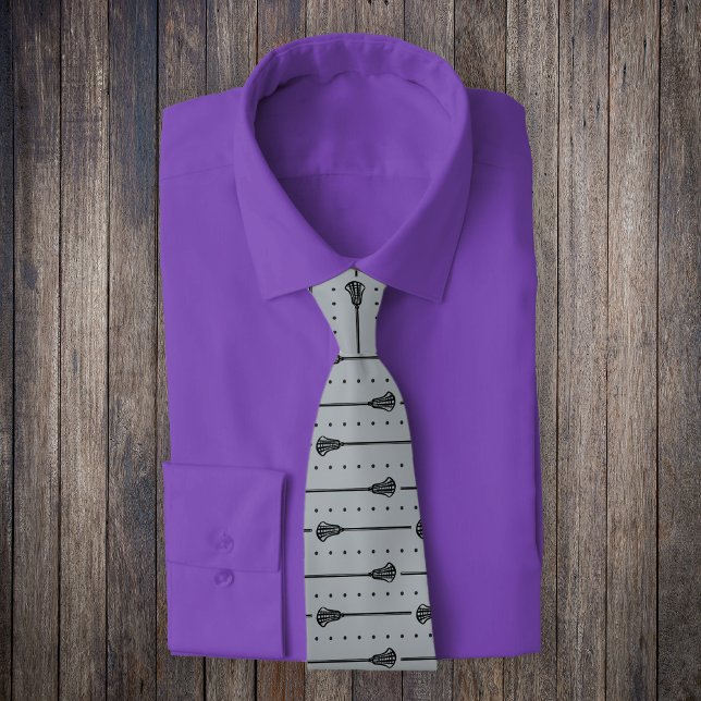 Cravate Motif de crosse gris argent Sticks et points noirs (Créateur téléchargé)