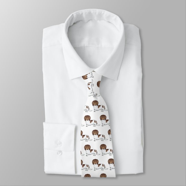 Cravate Motif de Dachshund à poil long chocolat et tan (Attaché)