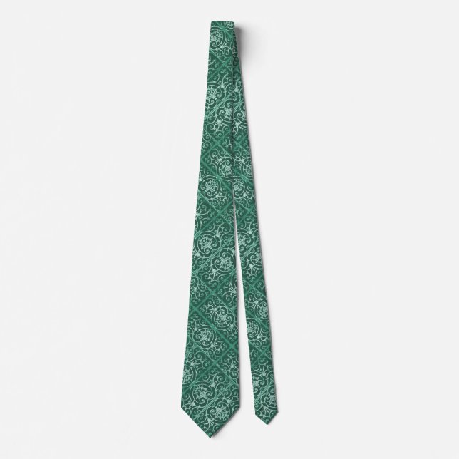 Cravate Motif de défilement vert Sage (Devant)